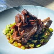 The STRAT Braised lamb shank at Top-of-the-World