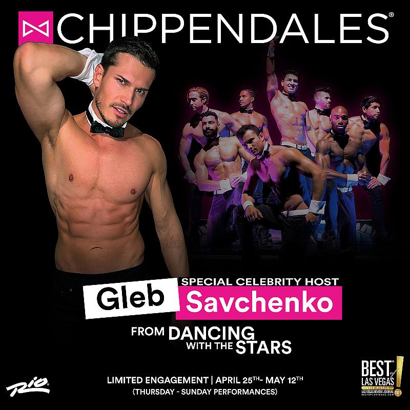 Dancing with the Stars professional Gleb Savchenko will trade his ballroom dance shoes for the iconic bowtie and cuffs as the latest celebrity guest host of Chippendales in Las Vegas. Savchenko’s limited engagement with the legendary Chippendales runs for 3 weeks only, from April 25 through May 12, 2024, at the Rio Hotel & Casino Las Vegas.  