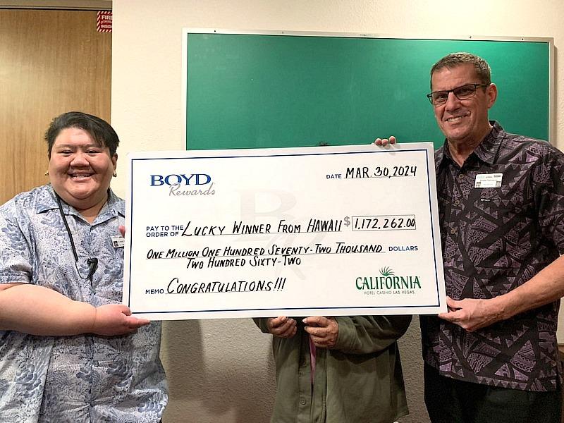 Hawaiian Visitor Scores $1.1 Million Jackpot at Boyd Gaming’s California Hotel & Casino
