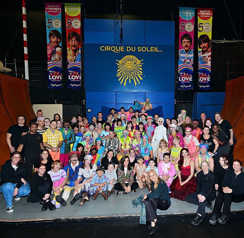 Olivia Harrison with the cast of The Beatles LOVE by Cirque du Soleil, June 20, 2024