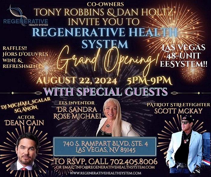 Grand Opening of Regenerative Health System, 8.22 in Boca Park Fashion Village - Dean Cain to Attend