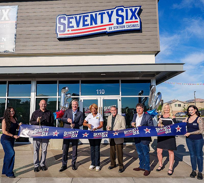 The festivities came alive as Mayor of the City of North Las Vegas, Pamela Goynes-Brown and Councilman Richard J. Cherchio joined Station Casinos executives Scott Kreeger, President of Station Casinos; Chris Fiumara, SVP Operations of Station Casinos; Bobbie Rihel, VP of Small Properties; and Director of Operations at Seventy Six by Station Casinos, Jason Straub for a ceremonial ribbon cutting. 