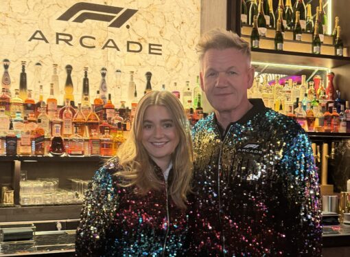 Gordon Ramsay Visits F1 Arcade Las Vegas During Formula 1 Heineken Las Vegas Grand Prix Weekend