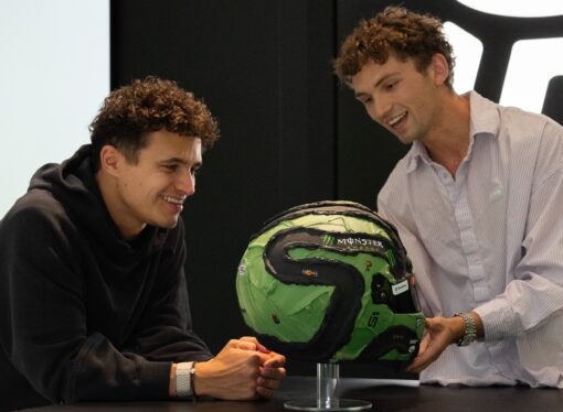 F1 Leader Lando Norris Unveils Art in Motion With Artist Werner Bronkhorst at Las Vegas Grand Prix