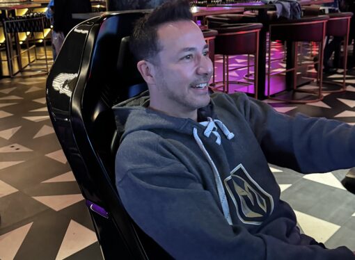 Kevin Richardson + Howie Dorough of Backstreet Boys Visit F1 Arcade Las Vegas at Forum Shops