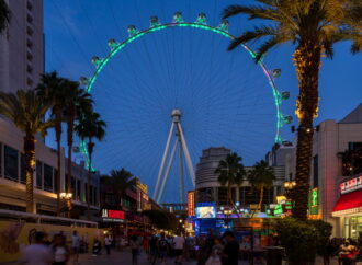 The Linq Promenade + High Roller on Las Vegas Strip Glow Teal for World Ovarian Cancer Day on May 8